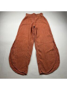 Arizona Jeans Co. Terracotta Crinkle Cotton Smocked Waist Lounge Pant S